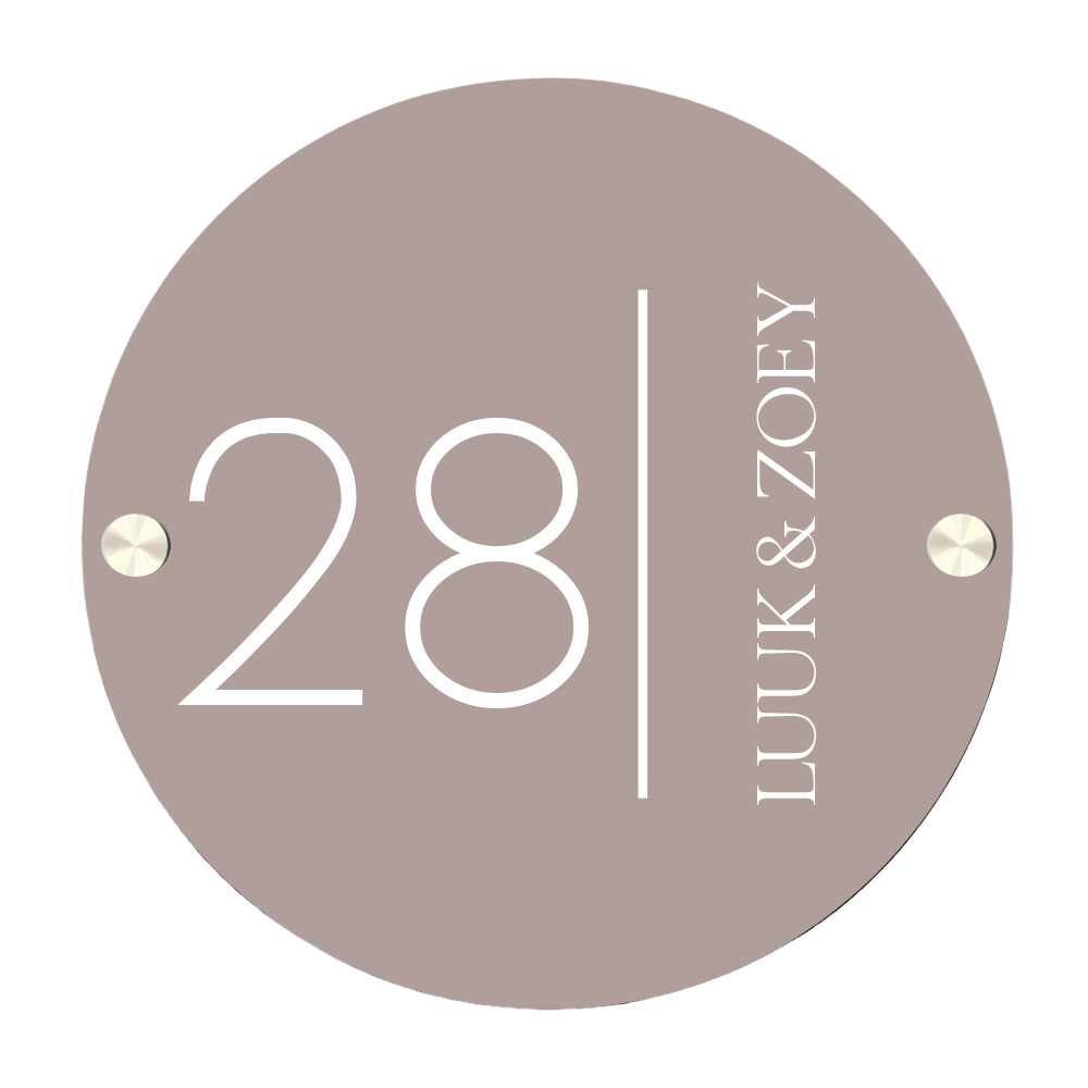 Label2X Naambordje rond Naambordje voordeur rond minimalist soft brown woonaccessoires homedecoratie