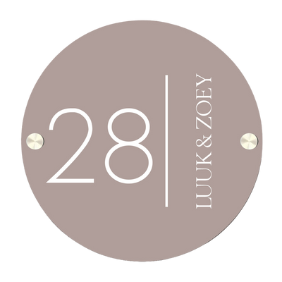 Label2X Naambordje rond Naambordje voordeur rond minimalist soft brown woonaccessoires homedecoratie