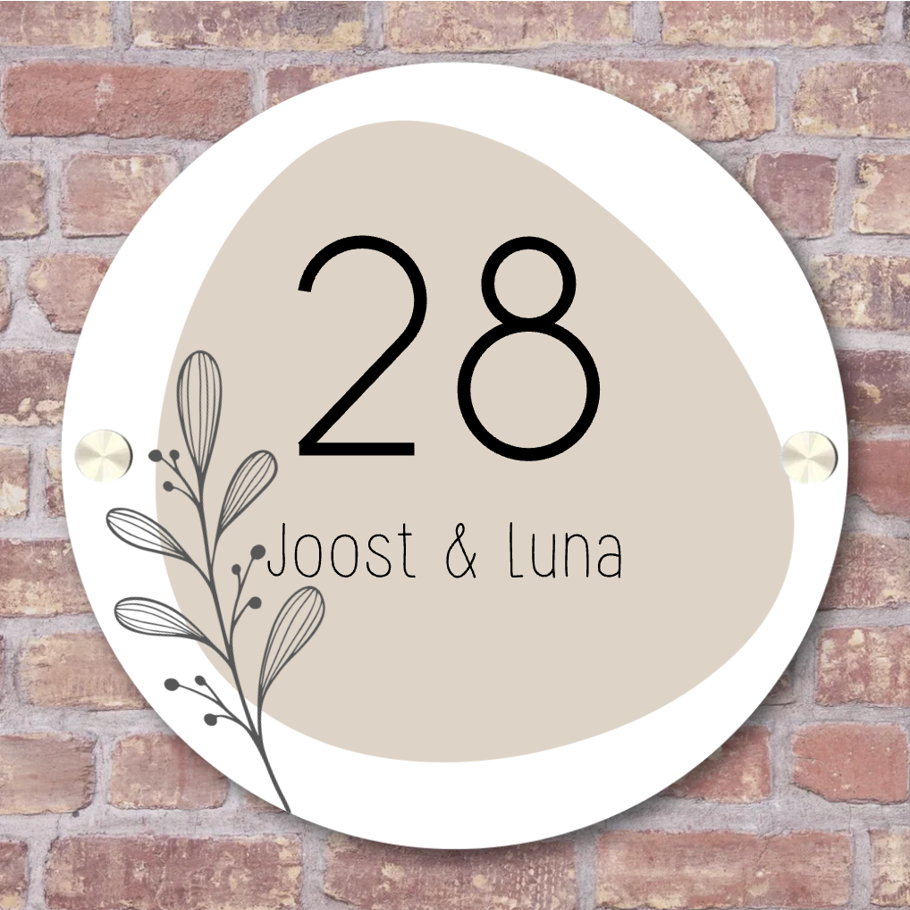 Label2X Naambordje rond Naambordje voordeur rond organic Naambordje voordeur rond organic woonaccessoires homedecoratie