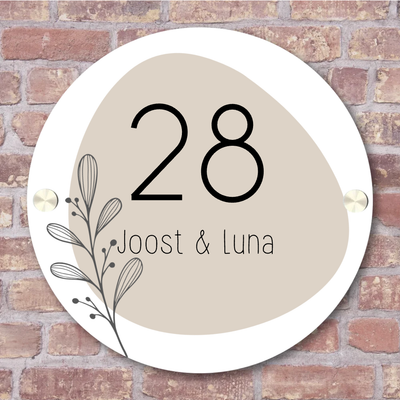 Label2X Naambordje rond Naambordje voordeur rond organic Naambordje voordeur rond organic woonaccessoires homedecoratie