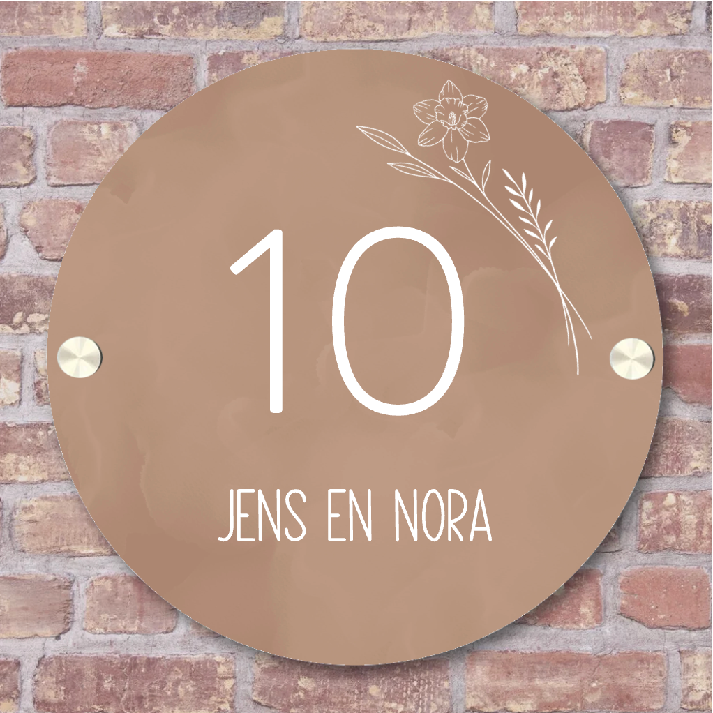 Label2X Naambordje rond Naambordje voordeur rond watercolor Naambordje voordeur rond watercolor woonaccessoires homedecoratie