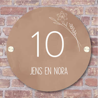 Label2X Naambordje rond Naambordje voordeur rond watercolor Naambordje voordeur rond watercolor woonaccessoires homedecoratie