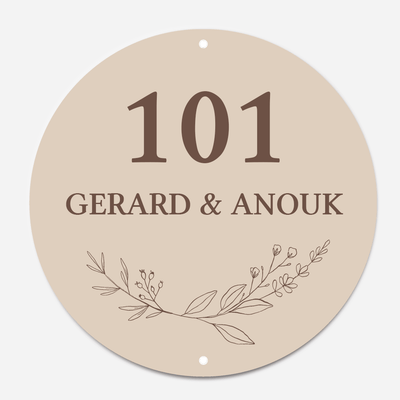 Label2X Naambordje rond Naambordje voordeur rond wreath nature woonaccessoires homedecoratie