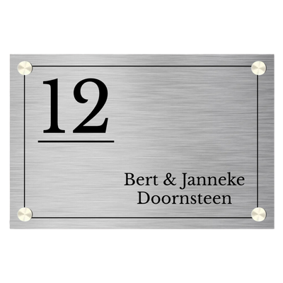 Label2X Naambordje rechthoek Naambordje voordeur rvs-look rechthoek frame woonaccessoires homedecoratie