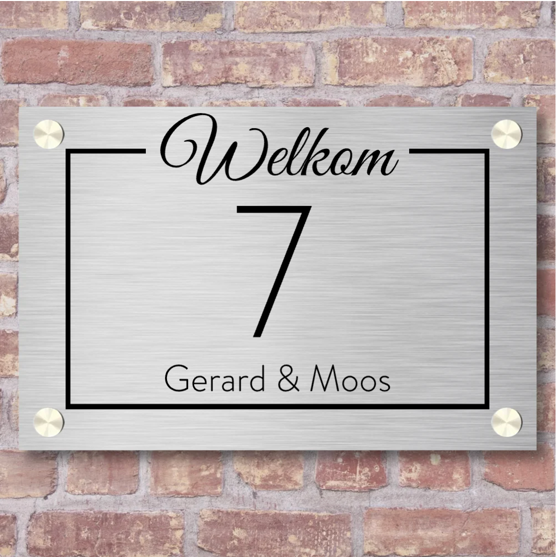 Label2X Naambordje rechthoek Naambordje voordeur rvs-look rechthoek open frame woonaccessoires homedecoratie