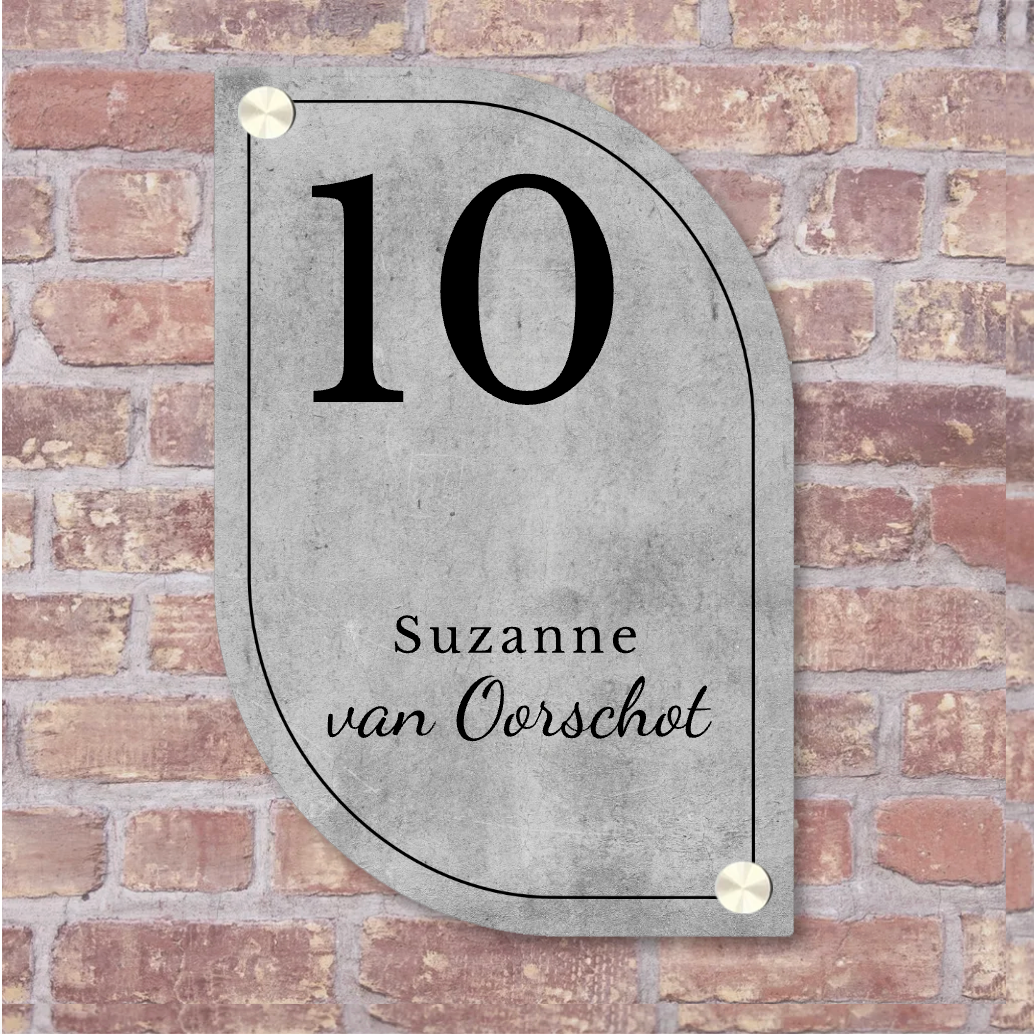 Label2X Naambordje scandi Naambordje voordeur scandi leaf betonlook Naambordje voordeur scandi leaf betonlook woonaccessoires homedecoratie