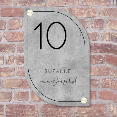 Label2X Naambordje scandi Naambordje voordeur scandi leaf betonlook Naambordje voordeur scandi leaf betonlook woonaccessoires homedecoratie