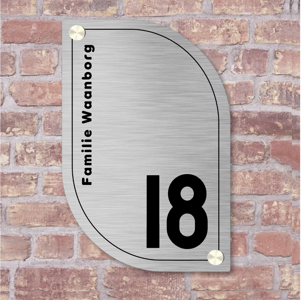 Label2X Naambordje scandi Naambordje voordeur scandi leaf rvs look Naambordje voordeur scandi leaf rvs look woonaccessoires homedecoratie