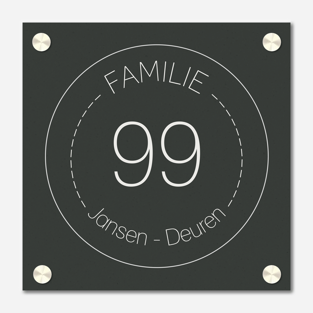 Label2X Naambordje vierkant Naambordje voordeur vierkant familie cirkel old green woonaccessoires homedecoratie