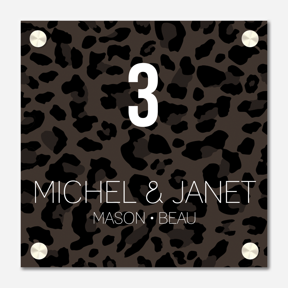 Label2X Naambordje vierkant Naambordje voordeur vierkant leopard woonaccessoires homedecoratie
