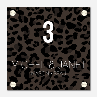 Label2X Naambordje vierkant Naambordje voordeur vierkant leopard woonaccessoires homedecoratie