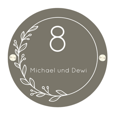 Label2X Naambordje rond Namensschild für die Haustür, runder Kranz woonaccessoires homedecoratie