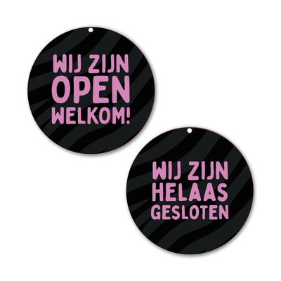 Label2X Alles voor je shop Open en gesloten zebra roze woonaccessoires homedecoratie