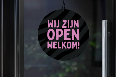 Label2X Alles voor je shop Open en gesloten zebra roze woonaccessoires homedecoratie