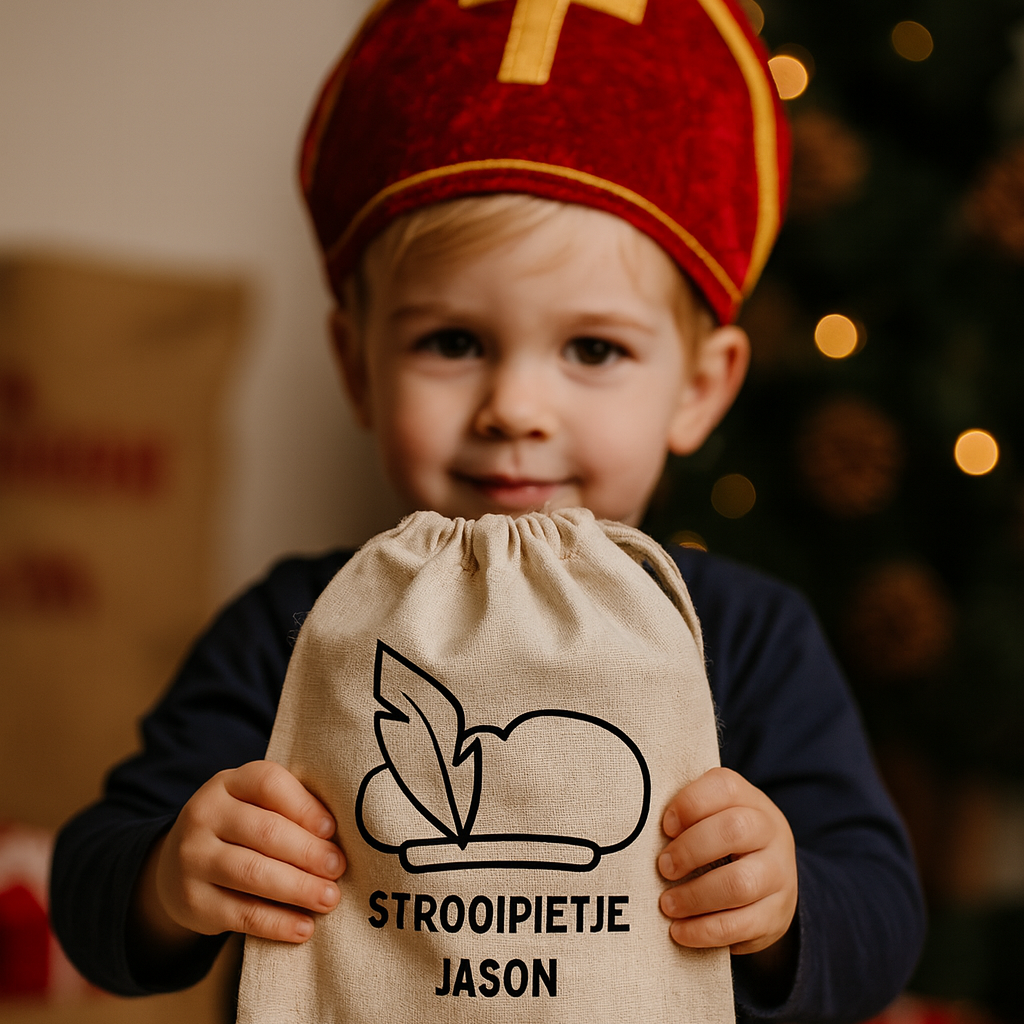 Label2X Sinterklaas Pepernootzakje strooipietje met naam Pepernootzakje strooipietje met naam woonaccessoires homedecoratie