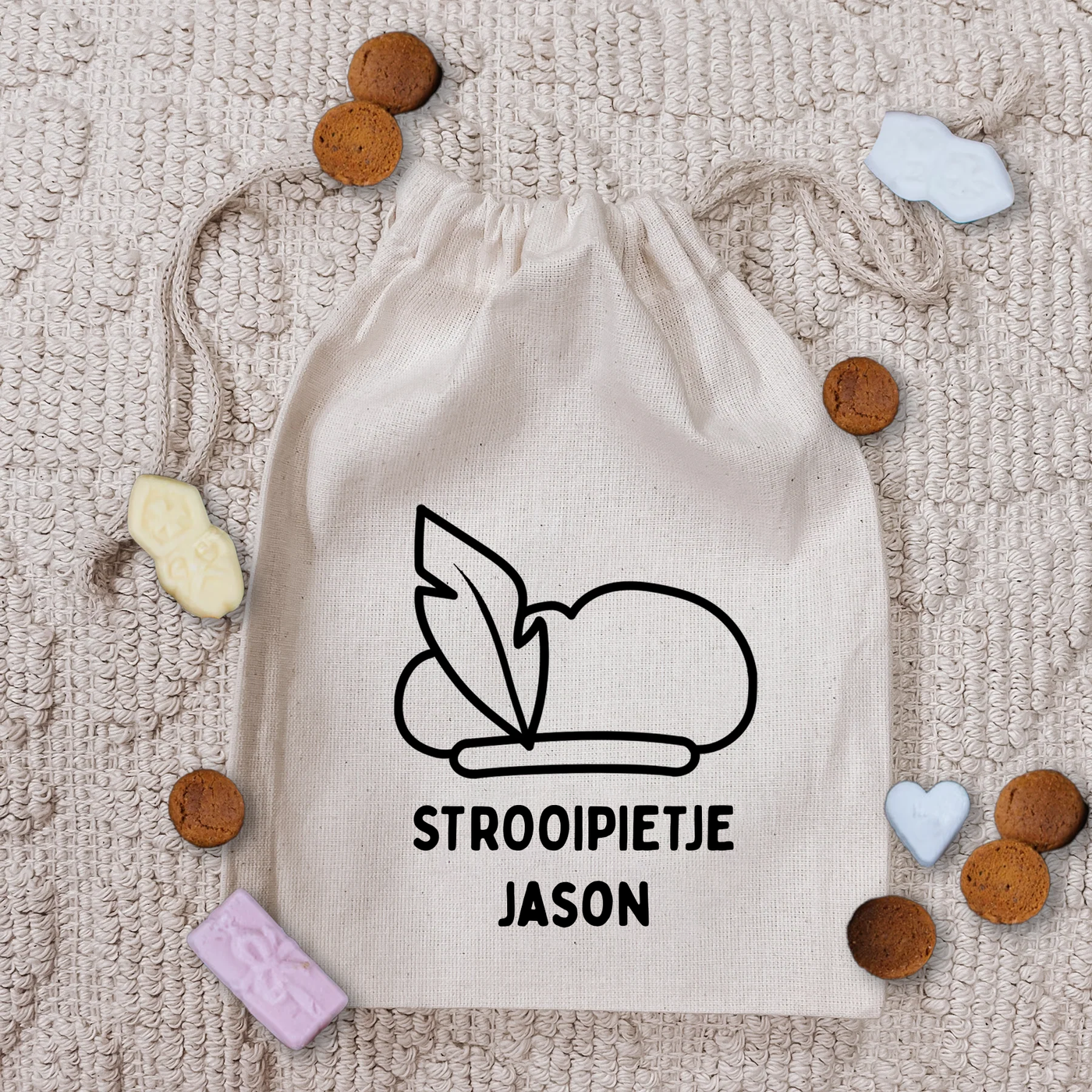 Label2X Sinterklaas Pepernootzakje strooipietje met naam Pepernootzakje strooipietje met naam woonaccessoires homedecoratie