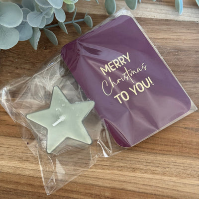Label2X Kerstmis Rood kaartje - groen kaarsje Kaarsje met kaart Kaarsje met kaart woonaccessoires homedecoratie