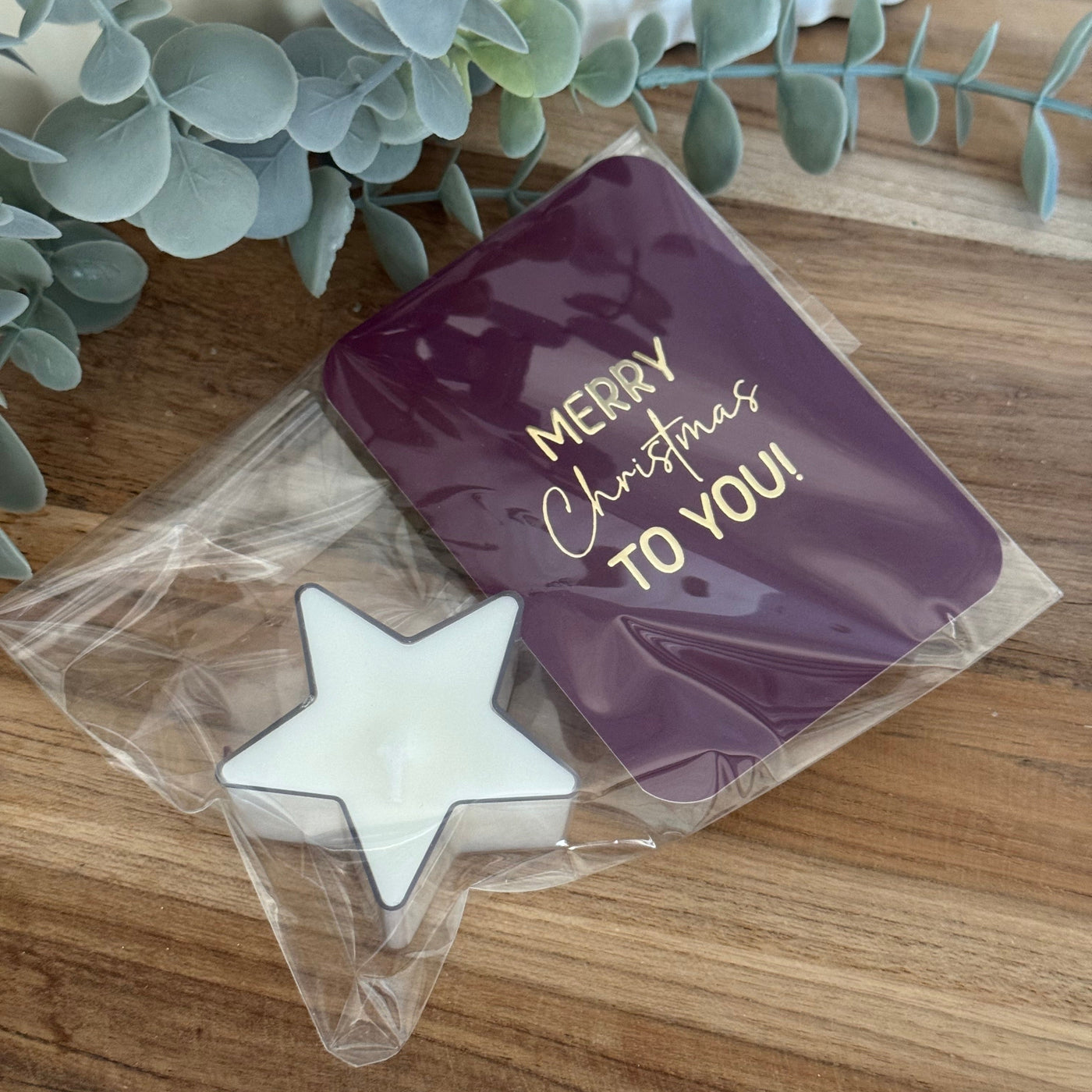 Label2X Kerstmis Rood kaartje - wit kaarsje Kaarsje met kaart Kaarsje met kaart woonaccessoires homedecoratie