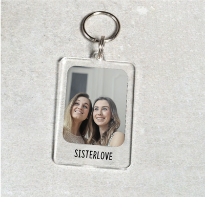 Label2X Sleutelhanger Sleutelhanger acryl met foto tekst onder woonaccessoires homedecoratie