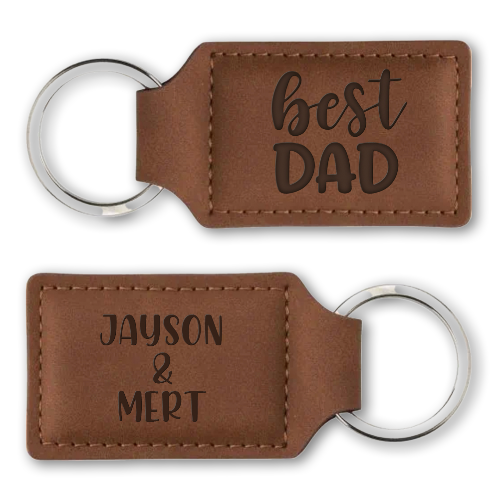 Label2X Sleutelhanger bruin best dad gepersonaliseerd woonaccessoires homedecoratie