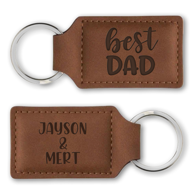 Label2X Sleutelhanger bruin best dad gepersonaliseerd woonaccessoires homedecoratie