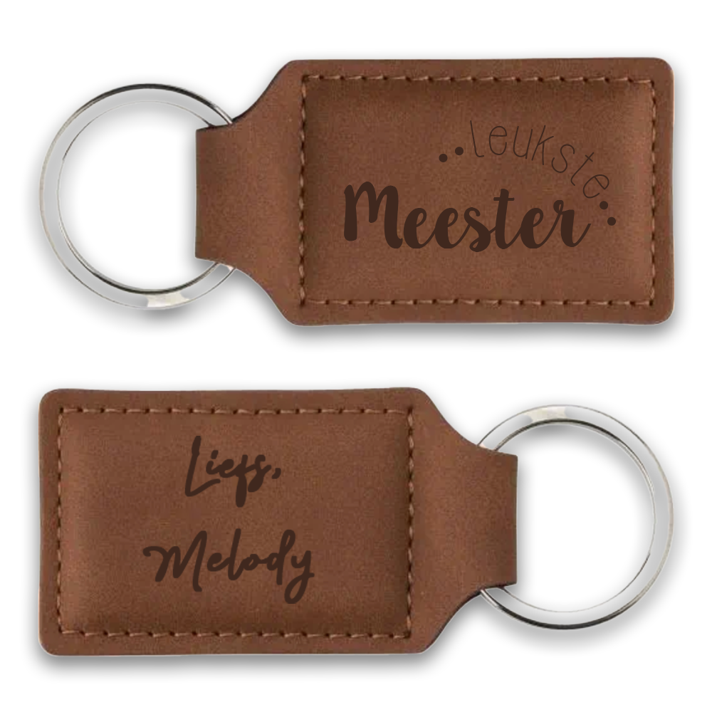 Label2X Sleutelhanger Sleutelhanger bruin leukste meester gepersonaliseerd woonaccessoires homedecoratie