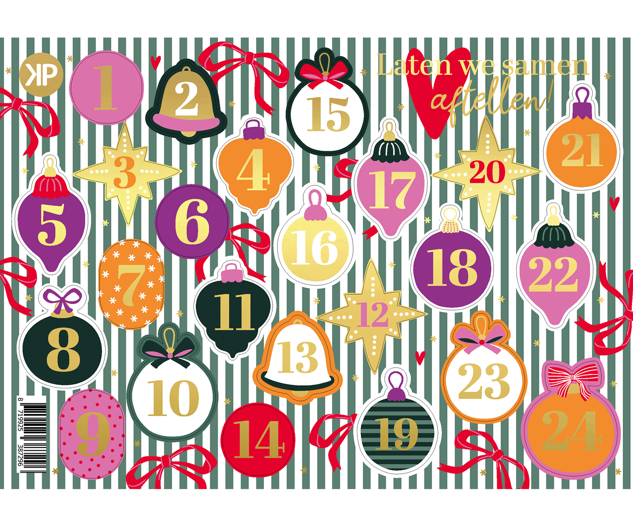 Label2X Kaarten Stickervel advent kalender Stickervel advent kalender woonaccessoires homedecoratie