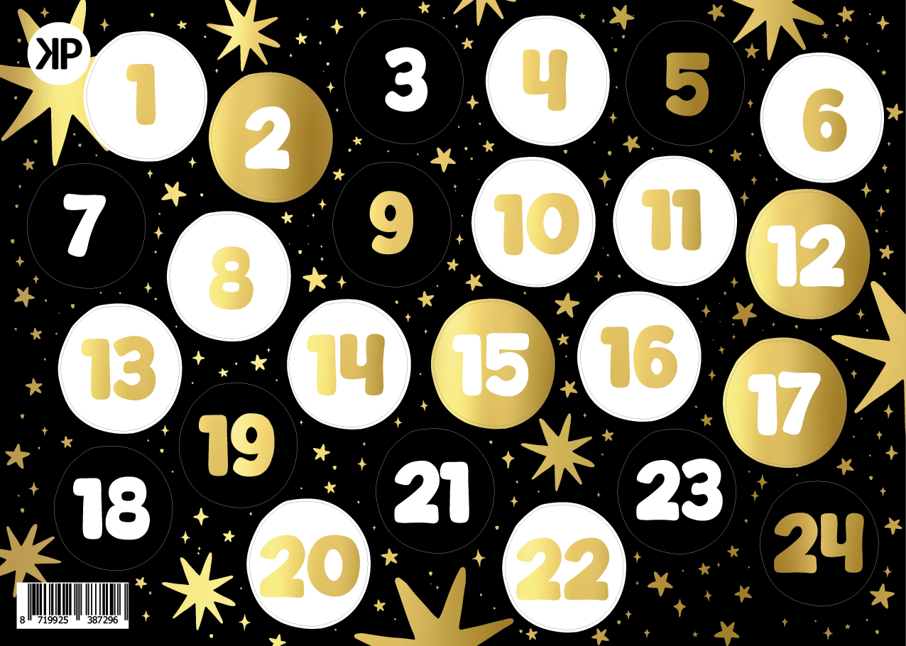 Label2X Kaarten Stickervel advent met goudfolie Stickervel advent met goudfolie woonaccessoires homedecoratie