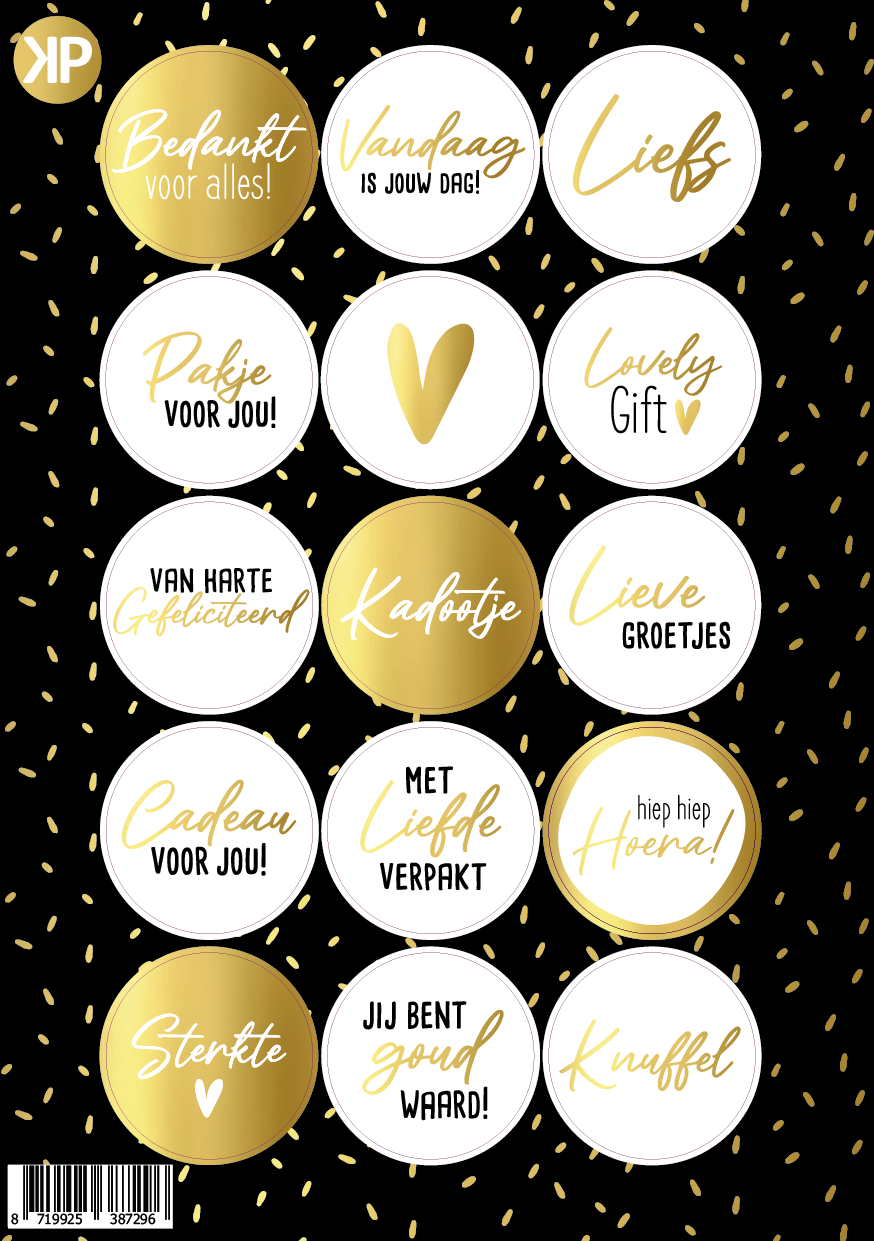 Label2X Kaarten Stickervel divers met goudfolie Stickervel divers met goudfolie woonaccessoires homedecoratie