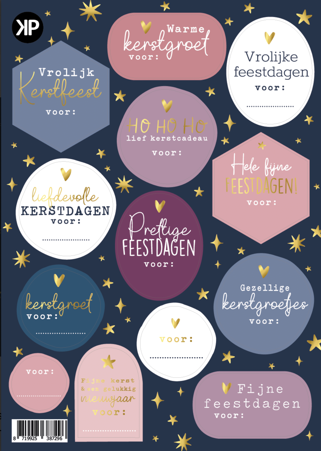 Label2X Kaarten Stickervel kerst met goudfolie Stickervel kerst met goudfolie woonaccessoires homedecoratie