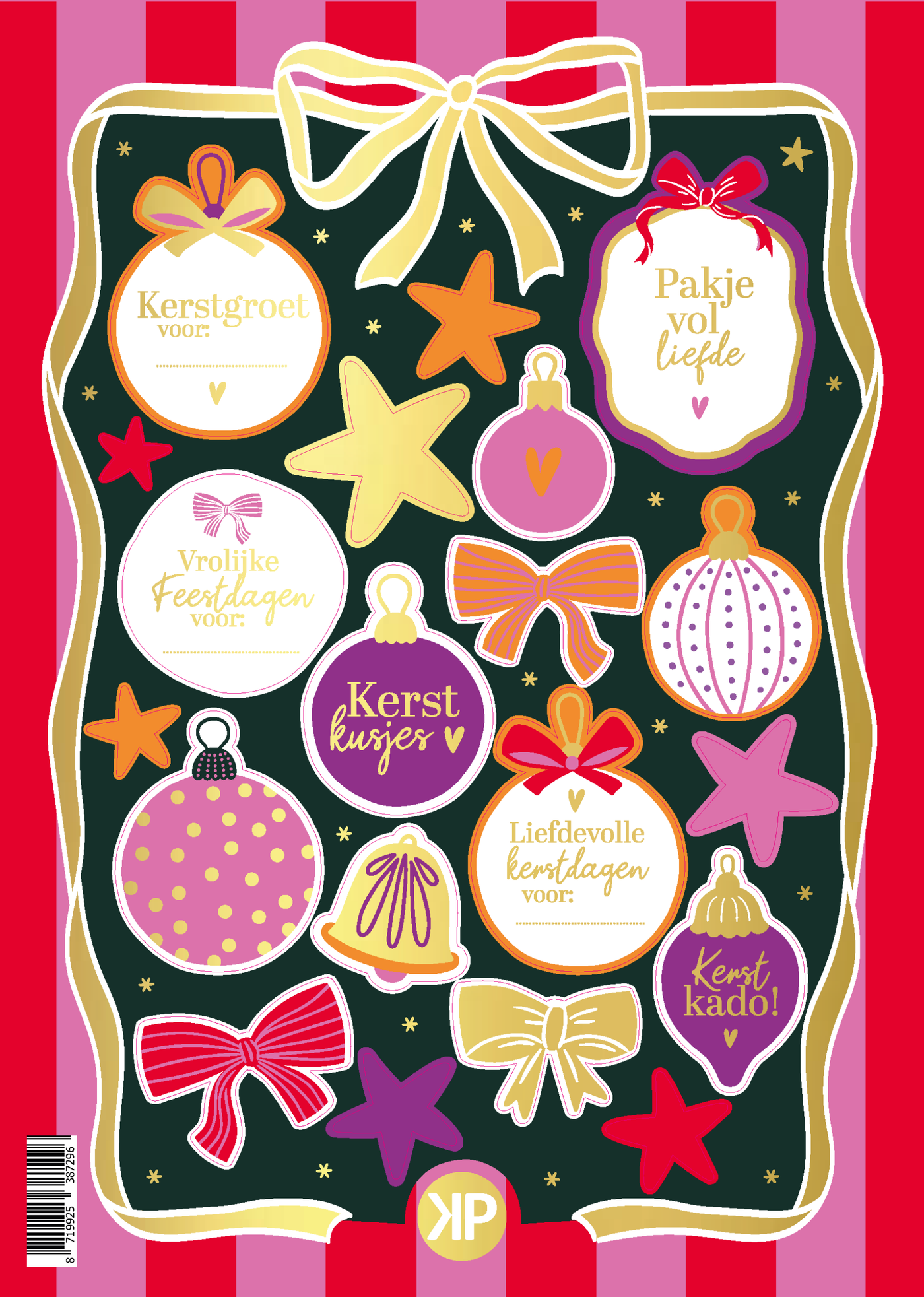Label2X Kaarten Stickervel kleurrijke kerst Stickervel kleurrijke kerst woonaccessoires homedecoratie