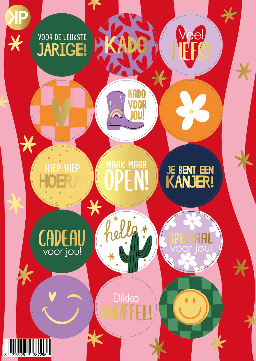 Label2X Kaarten Stickervel retro met goudfolie Stickervel retro met goudfolie woonaccessoires homedecoratie