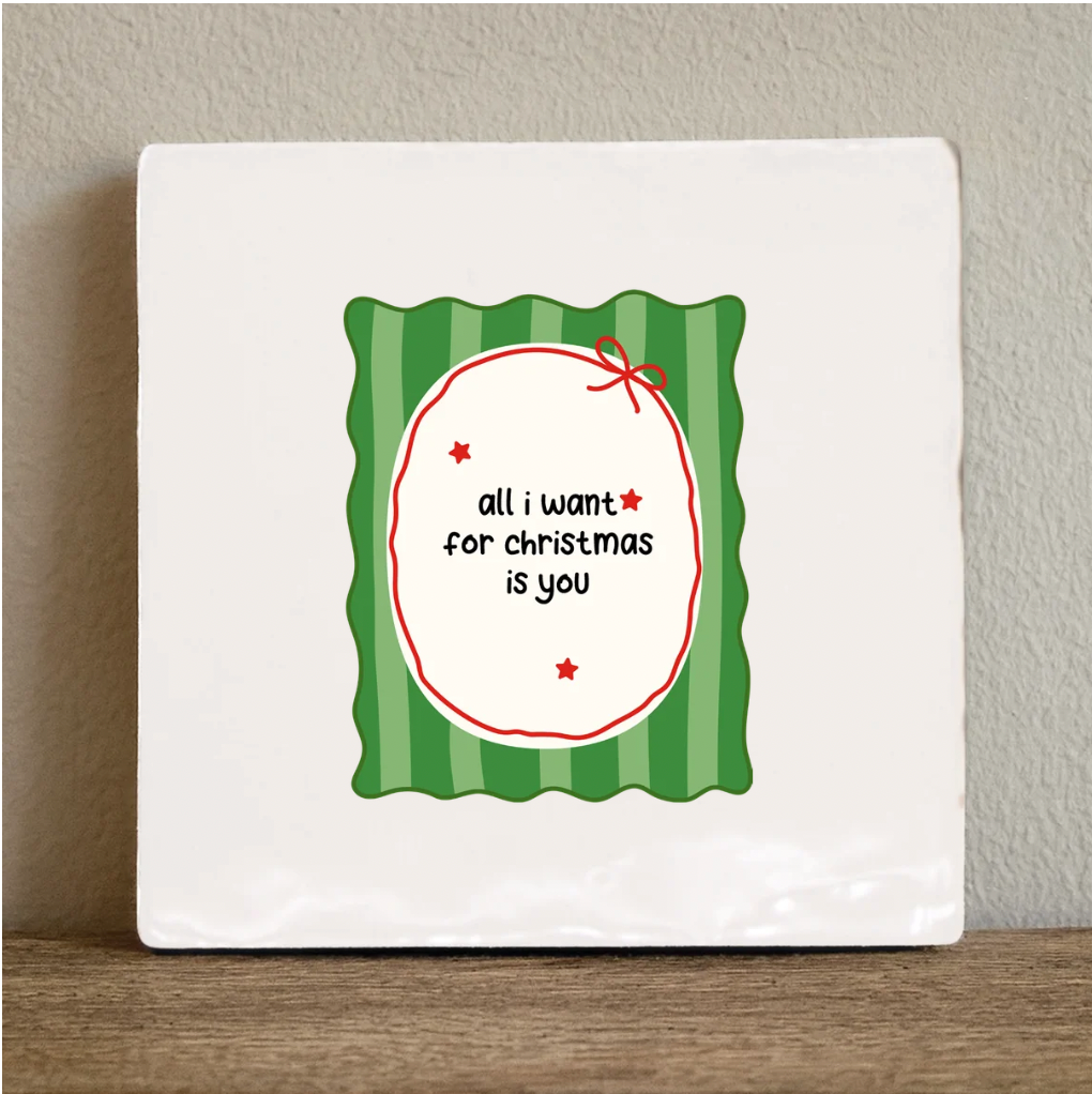 Label2X Tegeltje all i want for christmas is you Tegeltje all i want for christmas is you woonaccessoires homedecoratie