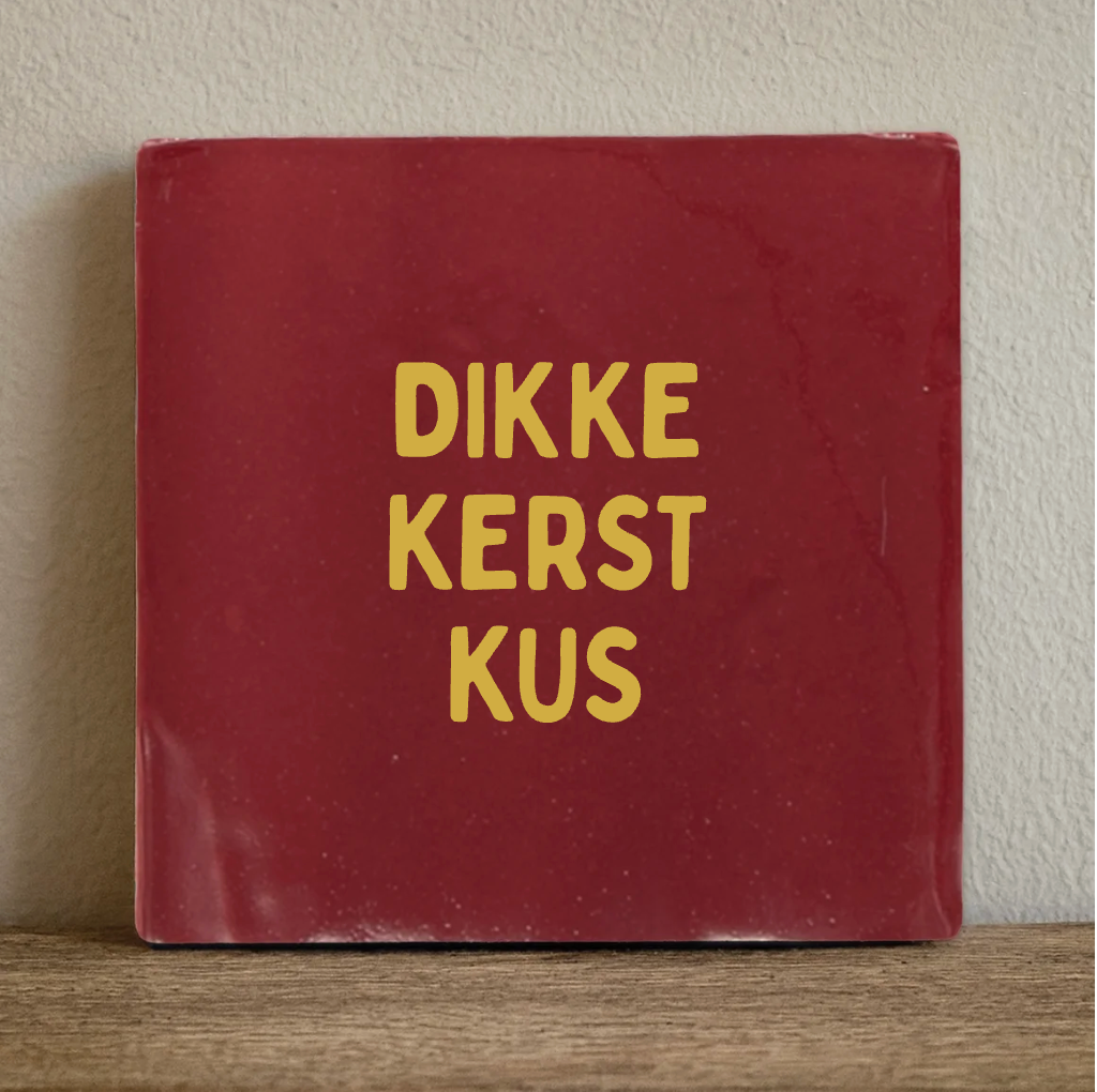 Label2X Tegeltje dikke kerstkust Tegeltje dikke kerstkust woonaccessoires homedecoratie