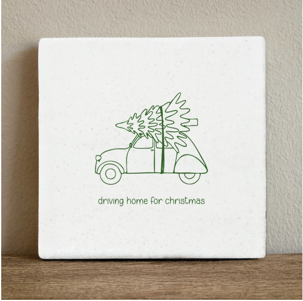 Label2X Tegeltje driving home for christmas Tegeltje driving home for christmas woonaccessoires homedecoratie