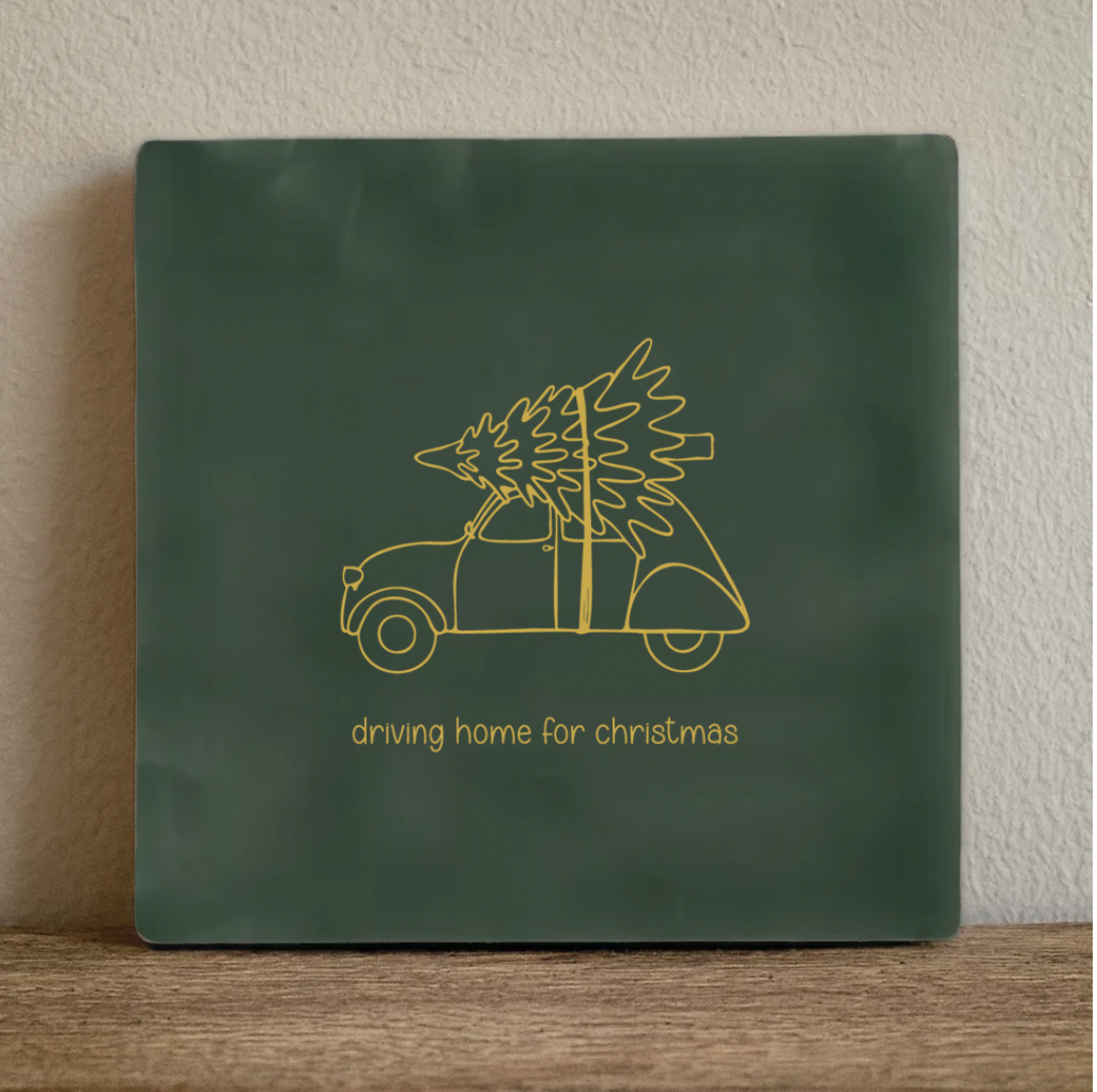 Label2X Tegeltje driving home for christmas Tegeltje driving home for christmas woonaccessoires homedecoratie