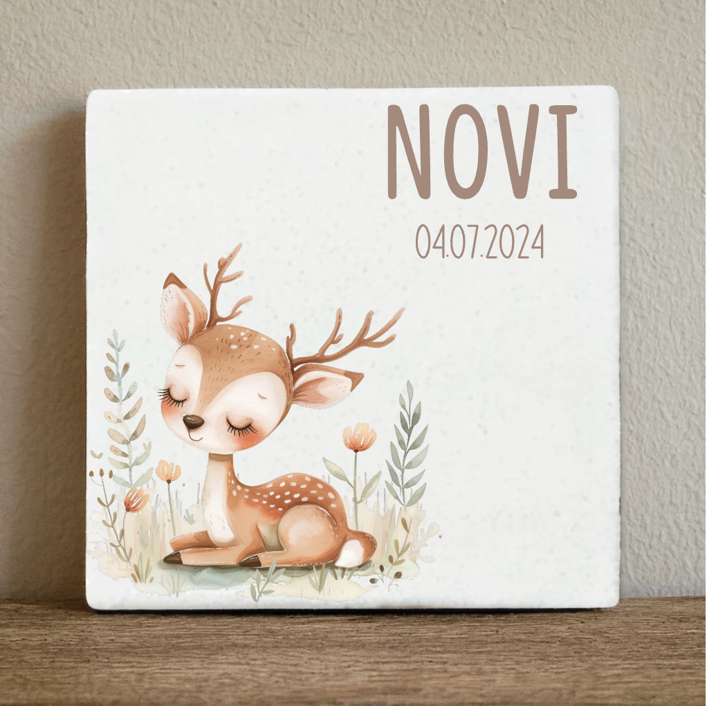 Label2X Tegeltje geboorte diertje Tegeltje geboorte diertje woonaccessoires homedecoratie