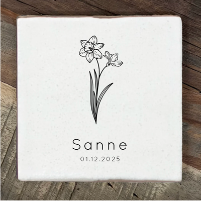 Label2X Tegeltje geboortebloem December Tegeltje geboortebloem December woonaccessoires homedecoratie