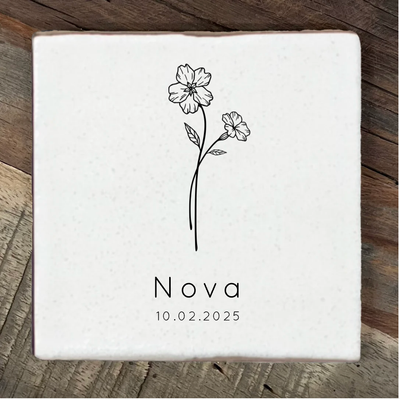 Label2X Tegeltje geboortebloem Februari Tegeltje geboortebloem Februari woonaccessoires homedecoratie