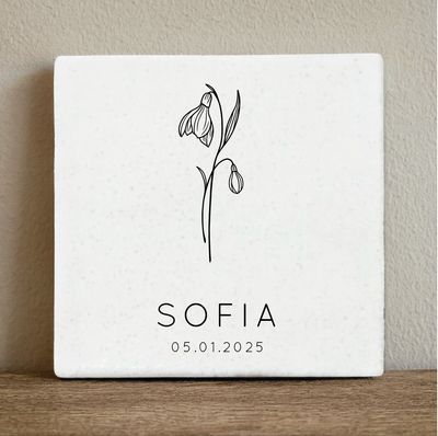 Label2X Tegeltje geboortebloem Januari Tegeltje geboortebloem Januari woonaccessoires homedecoratie