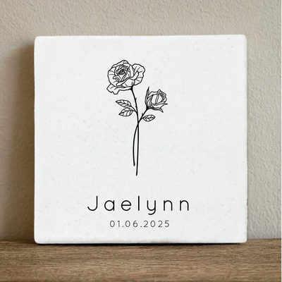 Label2X Tegeltje geboortebloem Juni Tegeltje geboortebloem Juni woonaccessoires homedecoratie