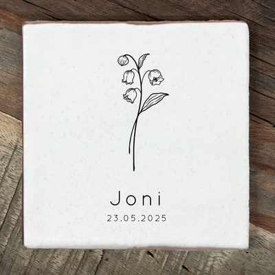 Label2X Tegeltje geboortebloem Mei Tegeltje geboortebloem Mei woonaccessoires homedecoratie