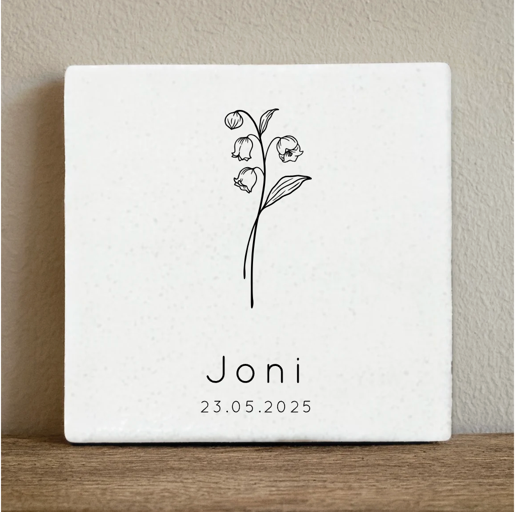 Label2X Tegeltje geboortebloem Mei Tegeltje geboortebloem Mei woonaccessoires homedecoratie