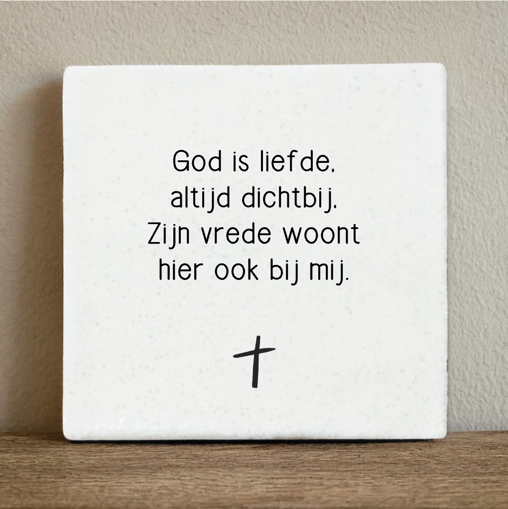 Label2X Tegeltje God is liefde Tegeltje God is liefde woonaccessoires homedecoratie