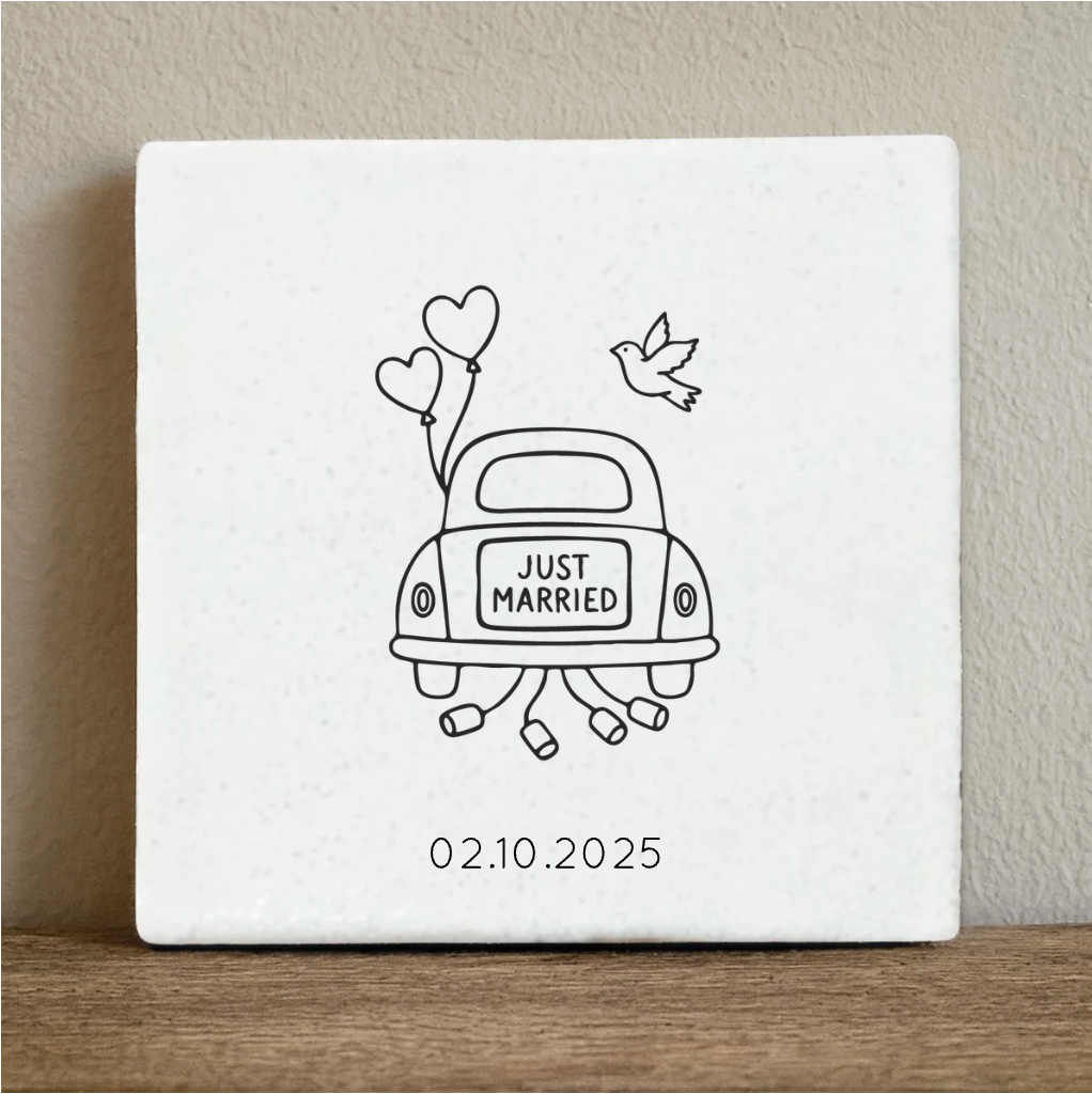 Label2X Tegeltje just married Tegeltje just married woonaccessoires homedecoratie