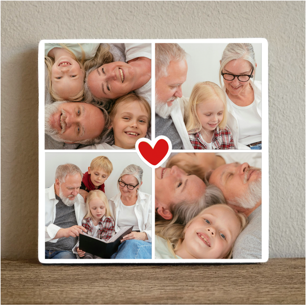 Label2X Tegeltje met eigen foto collage hartje Tegeltje met eigen foto collage hartje woonaccessoires homedecoratie