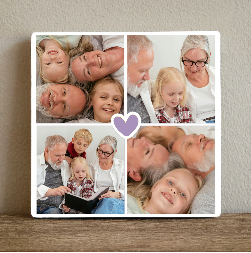 Label2X Tegeltje met eigen foto collage hartje Tegeltje met eigen foto collage hartje woonaccessoires homedecoratie