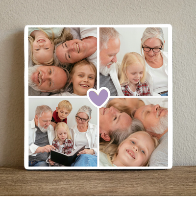 Label2X Tegeltje met eigen foto collage hartje Tegeltje met eigen foto collage hartje woonaccessoires homedecoratie