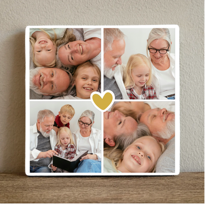 Label2X Tegeltje met eigen foto collage hartje Tegeltje met eigen foto collage hartje woonaccessoires homedecoratie