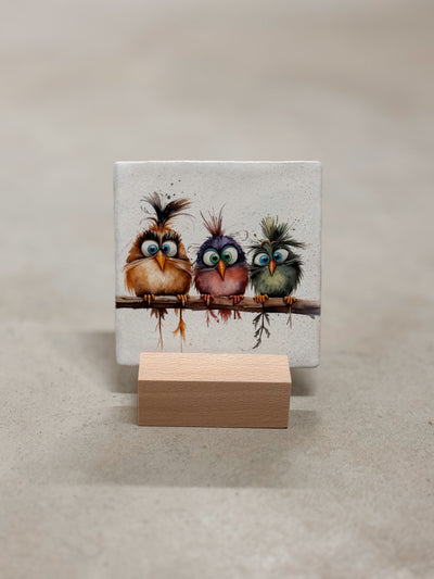 Label2X Tegeltje met vogeltjes woonaccessoires homedecoratie